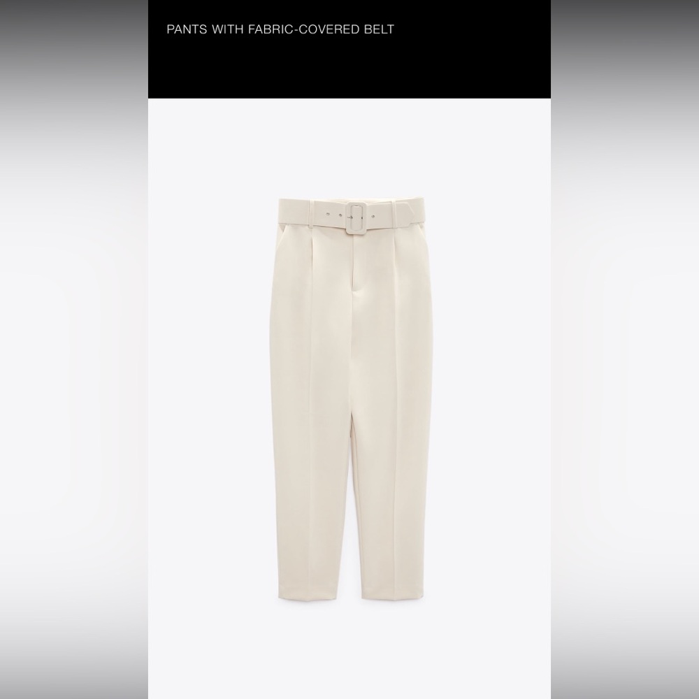 ZARA pants with fabric covered belt.
